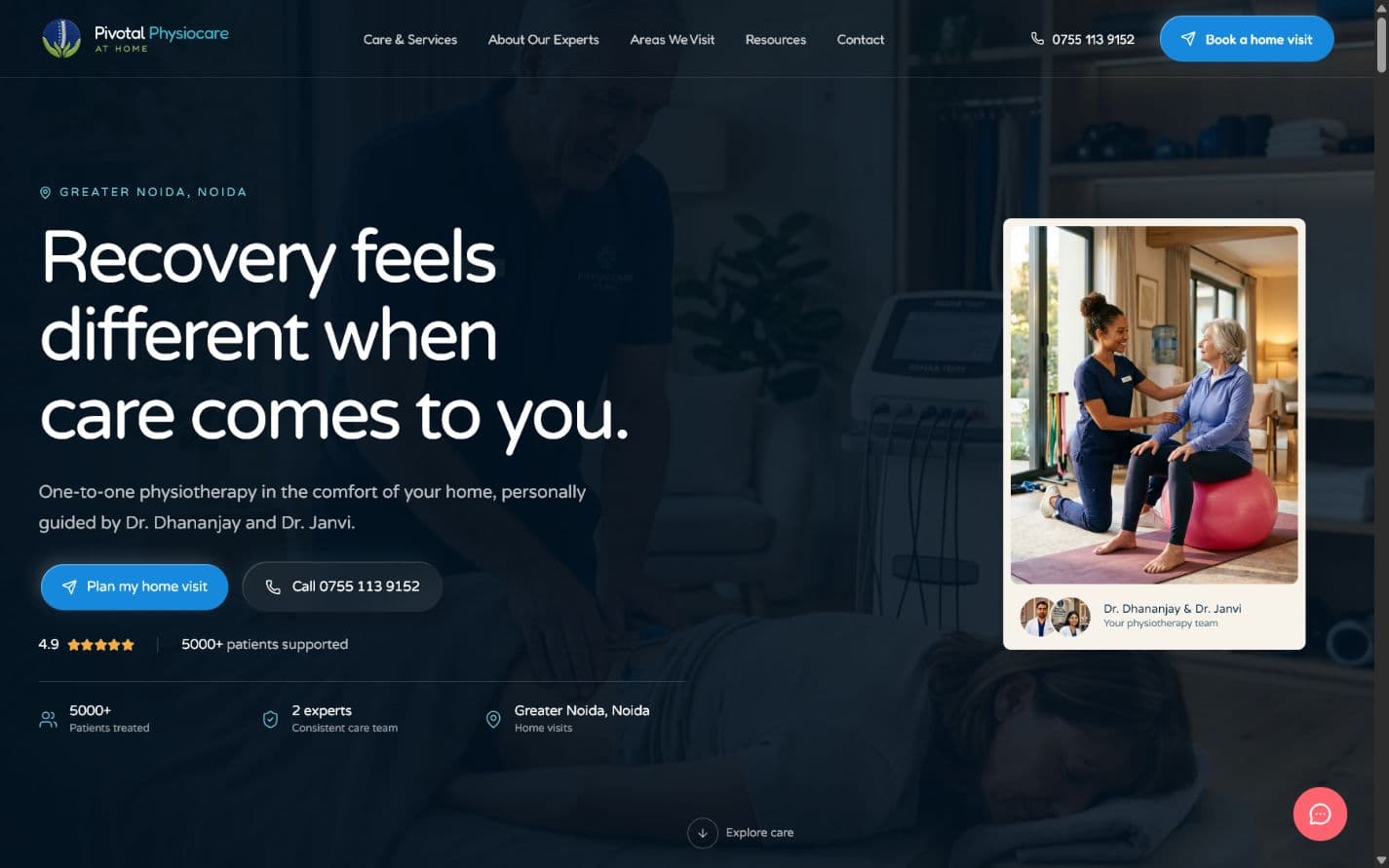 Pivotal Physiocare website preview