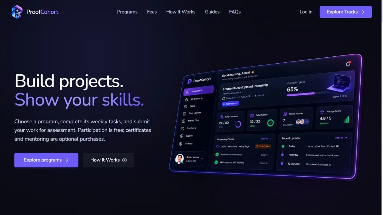 Proof Cohort website preview